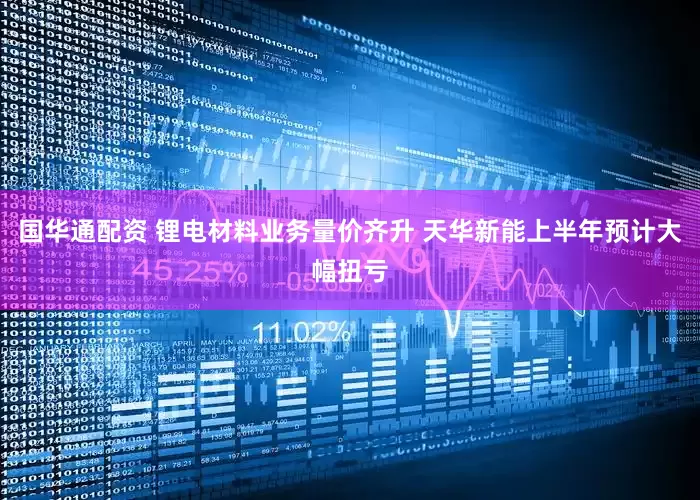 国华通配资 锂电材料业务量价齐升 天华新能上半年预计大幅扭亏